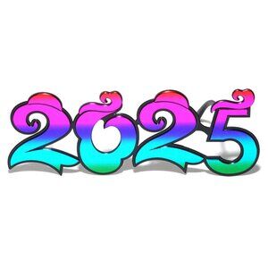 Novelty Party New Year 2025 Chrome Multicolor Glasses - 12 pcs